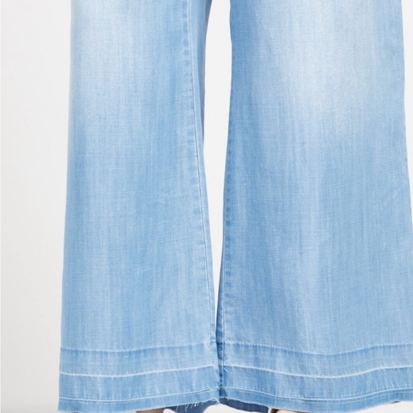 NEW Cloth & Stone Summer Breeze Washed Blue Released Hem Wide Leg Pants - Picture 4 of 4